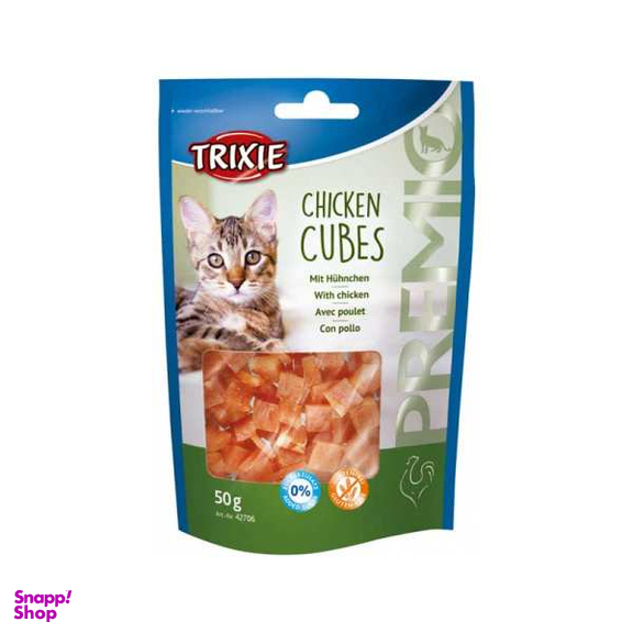 غذای تشویقی گربه تریکسی مدل Chicken Cubes وزن 50 گرم