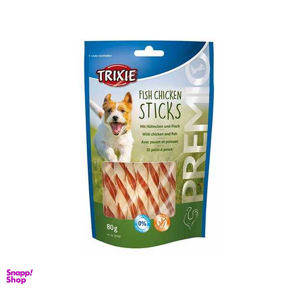 تشویقی سگ تریکسی مدل Fish Chicken Sticks وزن 80 گرم