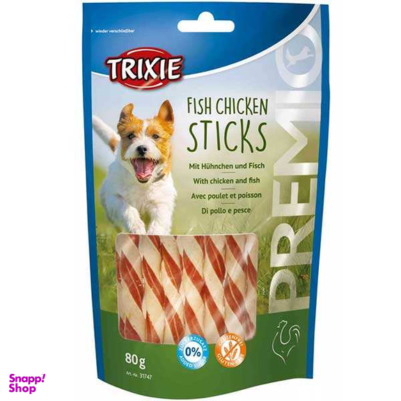 تشویقی سگ تریکسی مدل Fish Chicken Sticks وزن 80 گرم