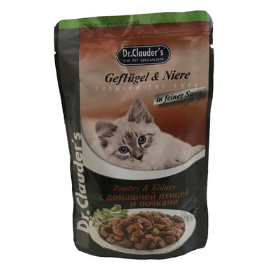 غذای پوچ گربه دکتر کلادرز مدل Poultry&kidney وزن 100 گرم