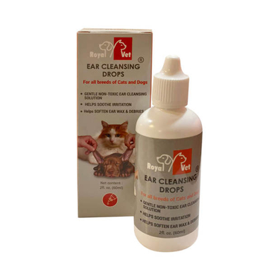 قطره گوش سگ و گربه رویال وت مدل Ear Cleansing Drops حجم 60 میلی لیتر