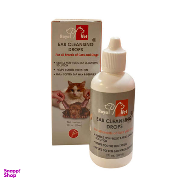 قطره گوش سگ و گربه رویال وت مدل Ear Cleansing Drops حجم 60 میلی لیتر