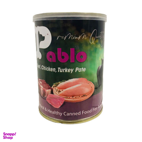 کنسرو گربه پابلو مدل Beef&chicken&turkey Pate وزن 400 گرم