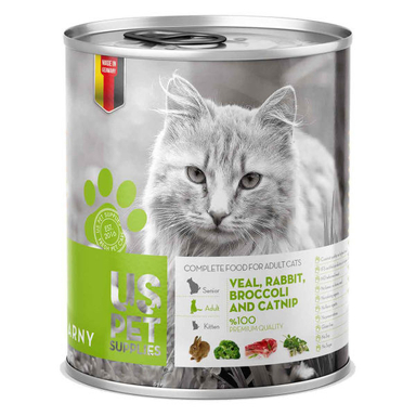 کنسرو غذای گربه یو اس پت مدل Veal With Catnip مقدار 400 گرم
