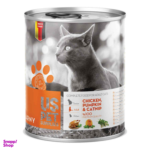 کنسرو غذای گربه یو اس پت مدل Chicken With Catnip مقدار 400 گرم