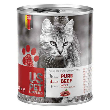 کنسرو غذای گربه یو اس پت مدل Beef Pure مقدار 400 گرم
