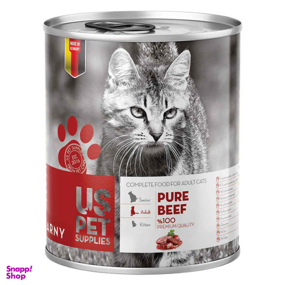 کنسرو غذای گربه یو اس پت مدل Beef Pure مقدار 400 گرم