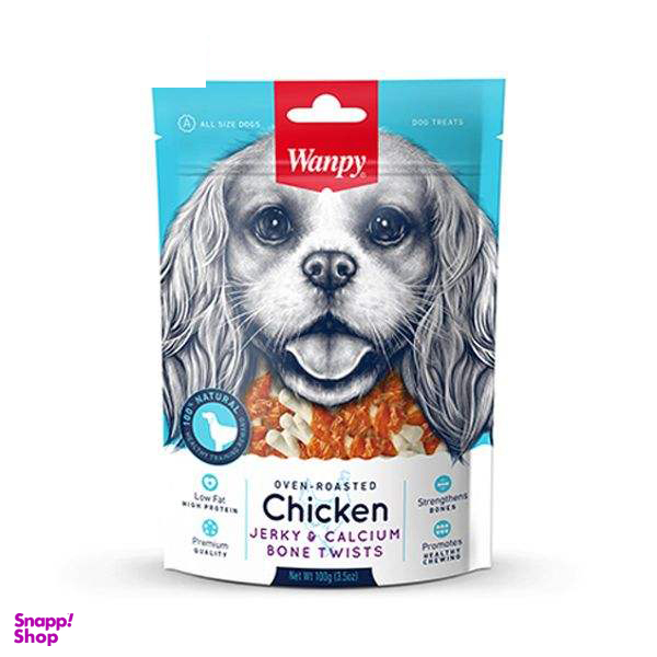 غذای تشویقی سگ ونپی مدل Chicken Jerky And Calcium Bone Twists وزن 100 گرم