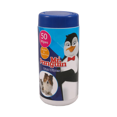دستمال مرطوب قوطی حیوانات مستر پنگوئن مدل Wet Wipes بسته 50 عددی