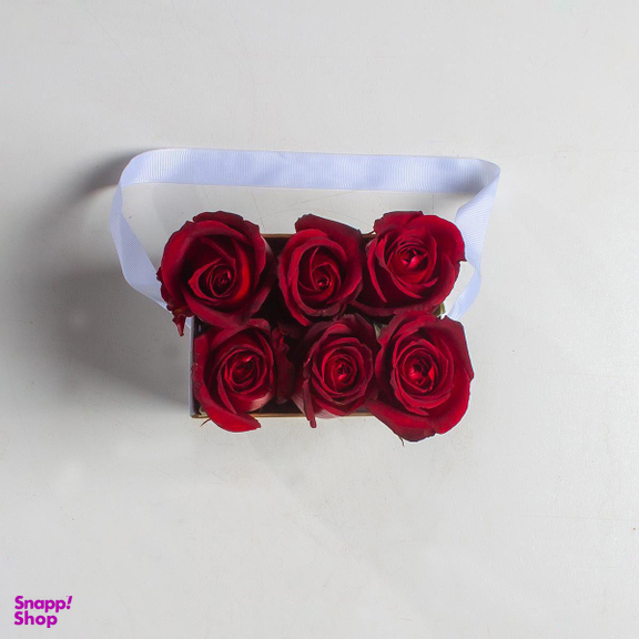 باکس گل رز قرمز (رویال سفید کوچک)