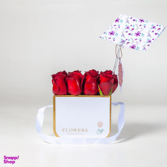 باکس گل رز قرمز (رویال سفید بزرگ)