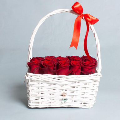 سبد گل رز هلندی 20 عددی