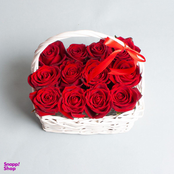 سبد گل رز هلندی 12 عددی