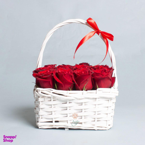 سبد گل رز هلندی 12 عددی