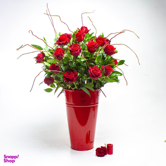 کاپ گل رز قرمز هلندی 20 شاخه