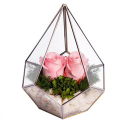 آبگینه هرم دو گل رز جاودان