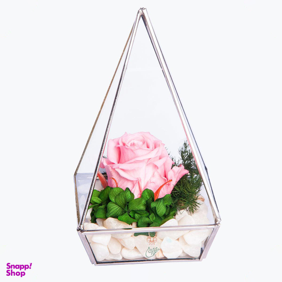 آبگینه هرم تک گل رز جاودان