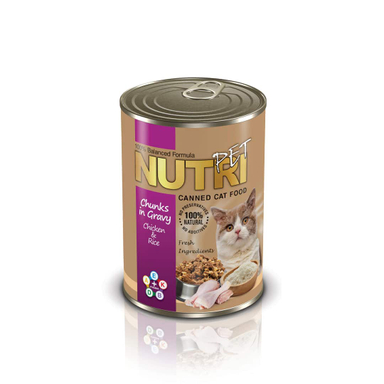 کنسرو مرغ و برنج مخصوص گربه نوتری پت (Nutripet) وزن 425 گرم