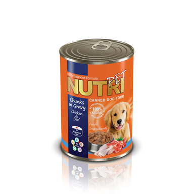 کنسرو چانک مرغ و گوشت قرمز مخصوص سگ نوتری پت (Nutripet) وزن 425 گرم