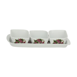 ظرف مربا و عسل شرکت صنایع چینی تقدیس (Taghdis Porcelain Co) مدل گل سرخ مجموعه 4 عددی