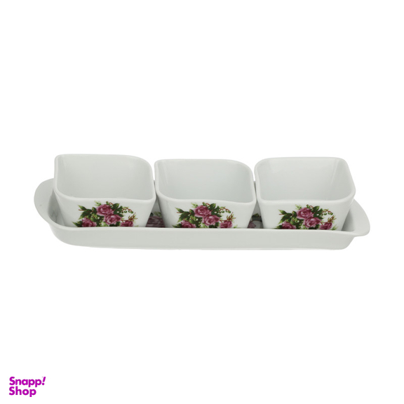 ظرف مربا و عسل شرکت صنایع چینی تقدیس (Taghdis Porcelain Co) مدل گل سرخ مجموعه 4 عددی