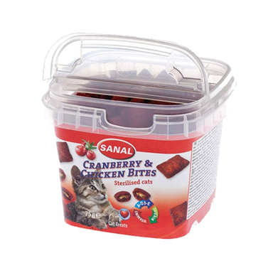 غذا تشویقی گربه سانال (Sanal) مدل Cranberry and Chicken Bites وزن 75 گرم
