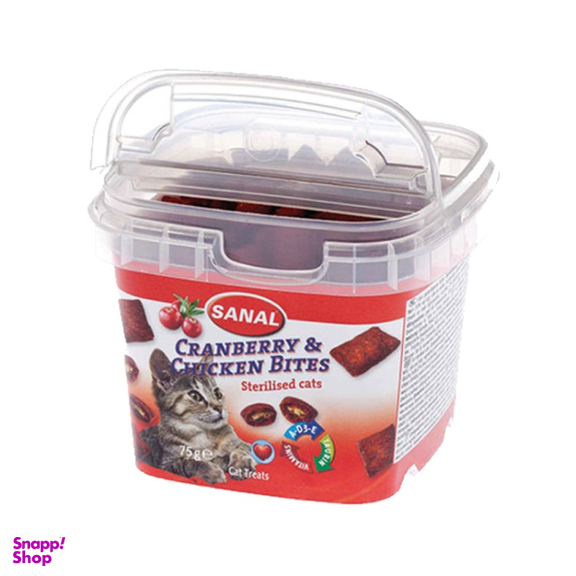 غذا تشویقی گربه سانال (Sanal) مدل Cranberry and Chicken Bites وزن 75 گرم