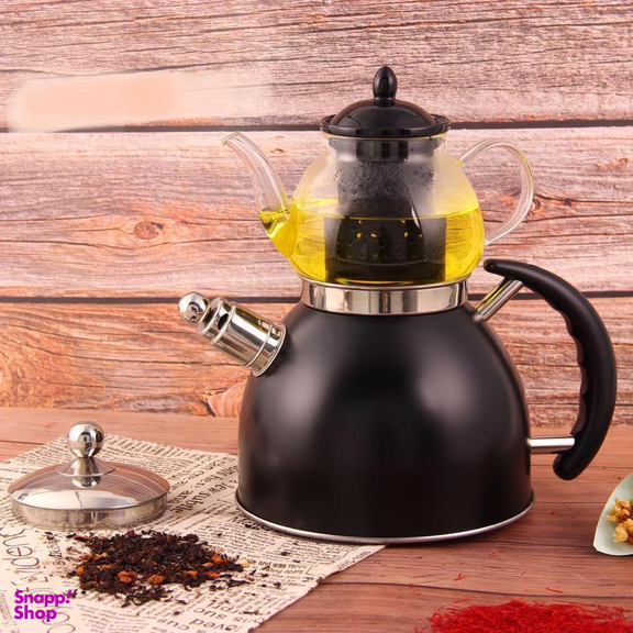 ست کتری و قوری لورنزو (Lorenzo) مدل سوتی کد 8045 رنگ مشکی