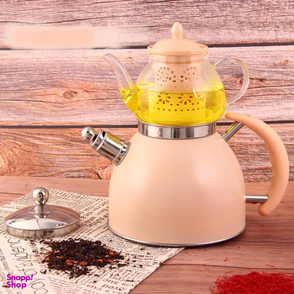 ست کتری و قوری لورنزو (Lorenzo) مدل سوتی کد 8060 رنگ کرم