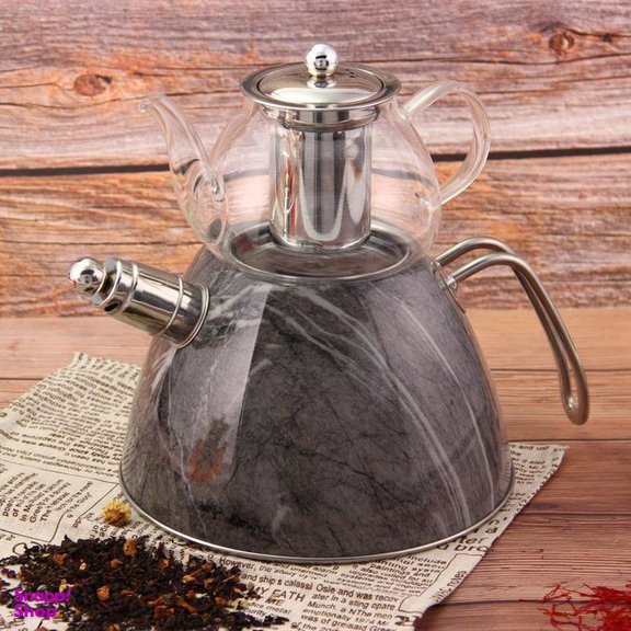 ست کتری و قوری لورنزا (Lorenzo) طرح ماربل کد 3020