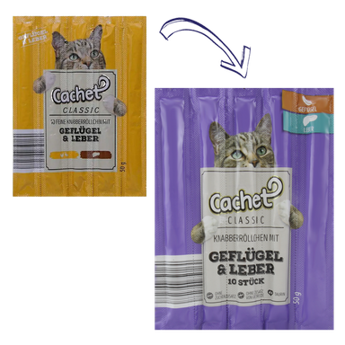 اسنک تشویقی گربه کچت (Cachet) مدل Chicken & Liver بسته 5 عددی