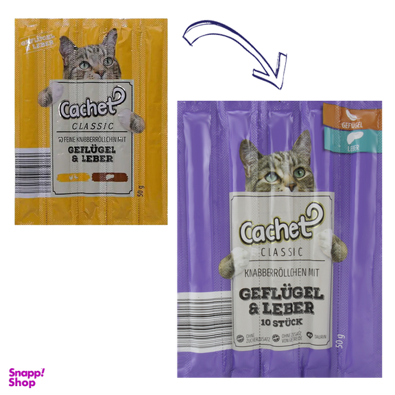 اسنک تشویقی گربه کچت (Cachet) مدل Chicken & Liver بسته 5 عددی
