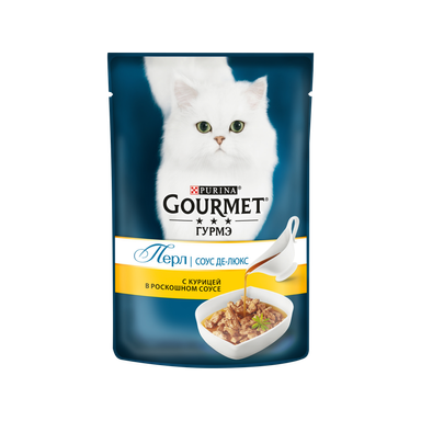 پوچ گربه گورمت (Gourmet) با طعم مرغ مدل Gourmet Perle Chicken وزن 85 گرم