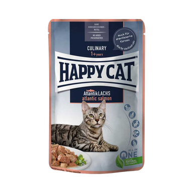 پوچ گربه هپی کت (Happy Cat) با طعم سالمون مدل Happy Cat Culinary Atlantic Salmon وزن 85 گرم