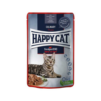 پوچ گربه هپی کت (Happy Cat) با طعم گوشت گاو مدل Happy Cat Culinary Bavarian Beef وزن 85 گرم