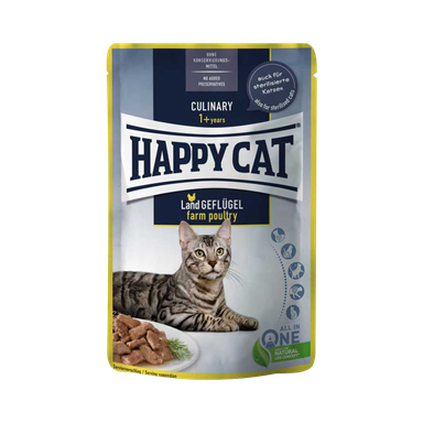پوچ گربه هپی کت با طعم مرغ مدل Happy Cat Culinary Farm Poultry وزن 85 گرم