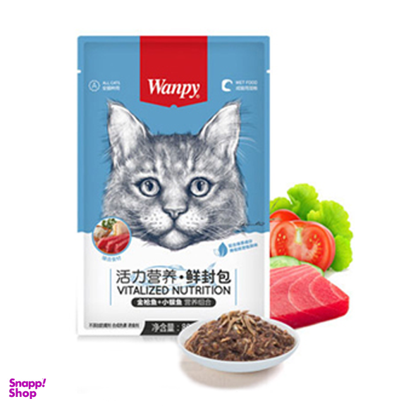 پوچ گربه ونپی (Wanpy) مدل Tuna and Whitebait وزن 80 گرم