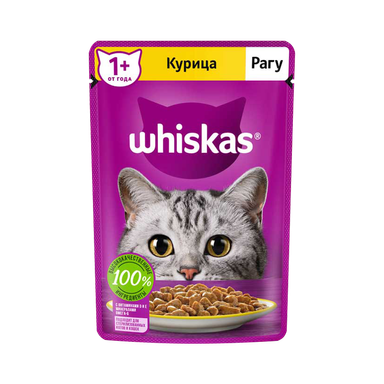پوچ گربه ویسکاس (Whiskas) با طعم مرغ مدل Whiskas Chicken وزن 75 گرم
