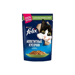 پوچ گربه فلیکس (Felix) با طعم گوشت خرگوش مدل Felix Rabbit وزن 85 گرم