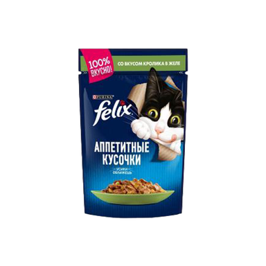 پوچ گربه فلیکس (Felix) با طعم گوشت خرگوش مدل Felix Rabbit وزن 85 گرم
