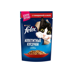 پوچ گربه فلیکس (Felix) با طعم گوشت گاو مدل Felix Beef وزن 85 گرم