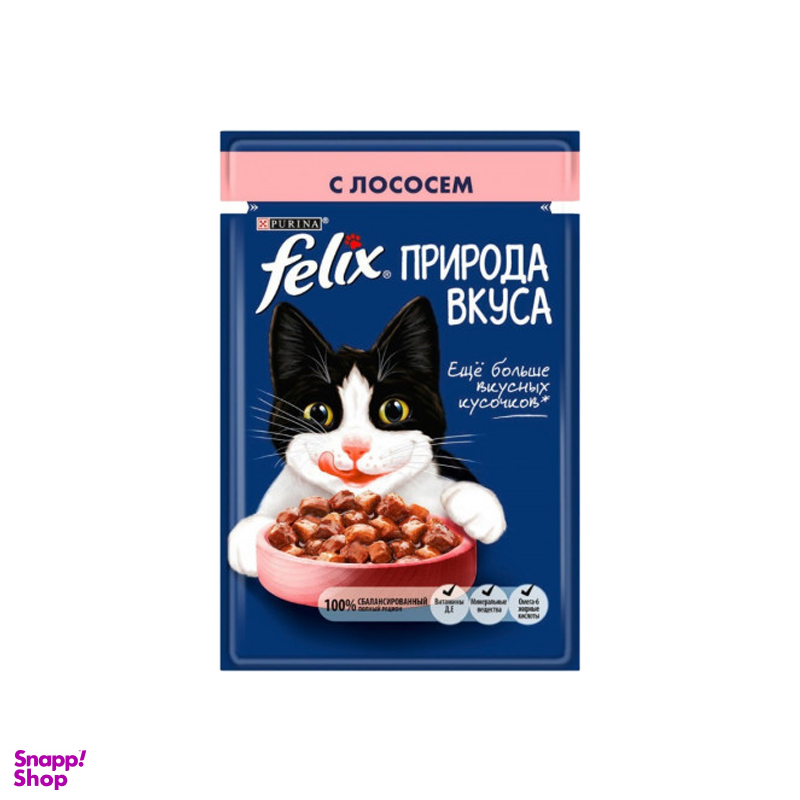 پوچ گربه فلیکس (Felix) با طعم ماهی سالمون مدل Felix Salmon وزن 85 گرم