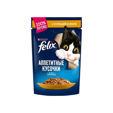 پوچ گربه فلیکس (Felix) با طعم مرغ مدل Felix Chicken وزن 85 گرم