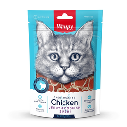 تشویقی گربه ونپی (Wanpy) مدل Chicken Jerky & Codfish Sushi وزن 30 گرم