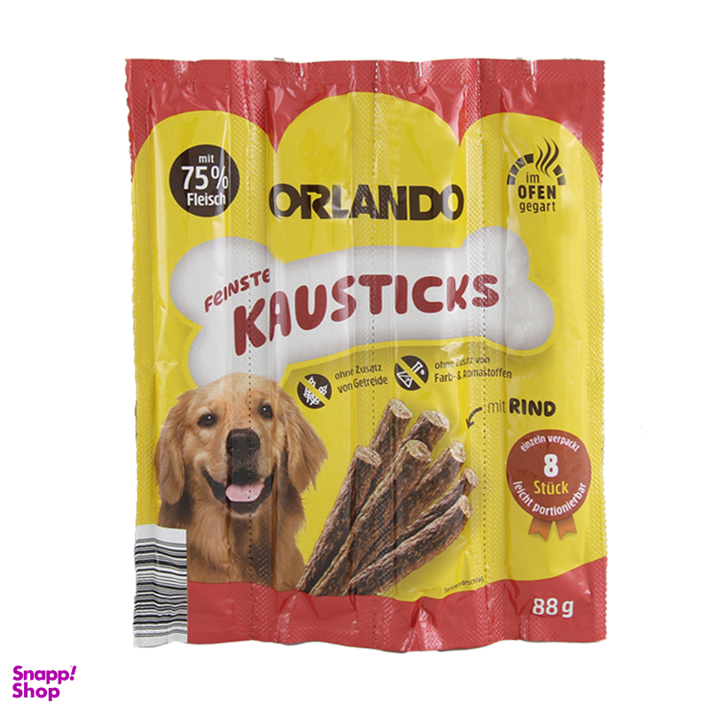 تشویقی مدادی سگ اورلاندو (Orlando) با طعم گوشت گاو مدل Orlando Stick Beef بسته 4 عددی