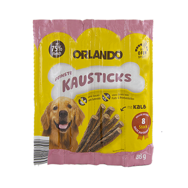 تشویقی مدادی سگ اورلاندو (Orlando) با طعم گوشت گوساله مدل Orlando Stick Veal بسته 4 عددی
