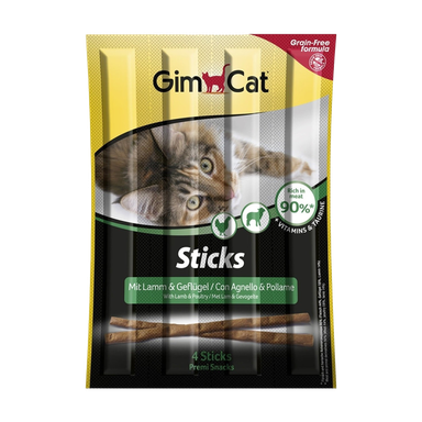 تشویقی مدادی گربه جیم کت (Gim Cat) با طعم بره و مرغ مدل GimCat Sticks Lamb & Chicken بسته 5 عددی