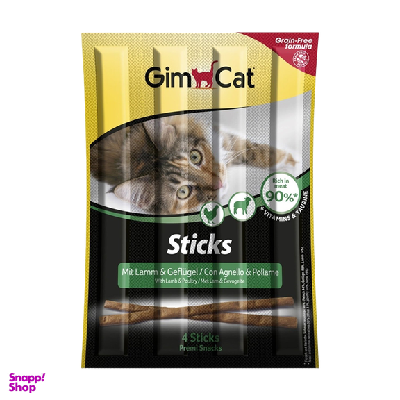 تشویقی مدادی گربه جیم کت (Gim Cat) با طعم بره و مرغ مدل GimCat Sticks Lamb & Chicken بسته 5 عددی