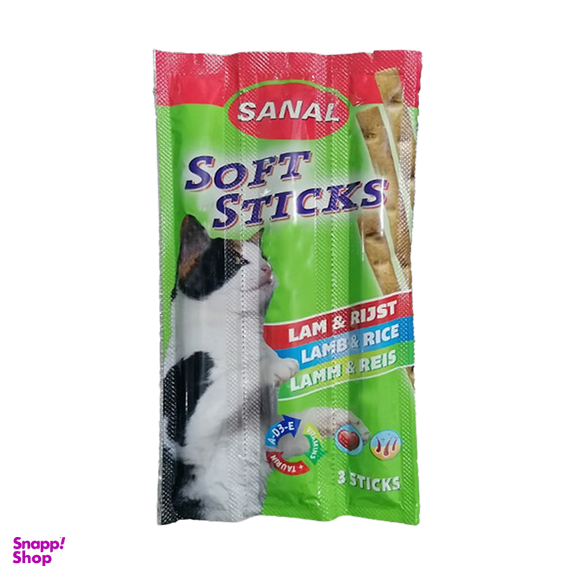 تشویقی مدادی گربه سانال با طعم بره و برنج مدل Sanal Soft Sticks Lamb & Rice بسته 3 عددی