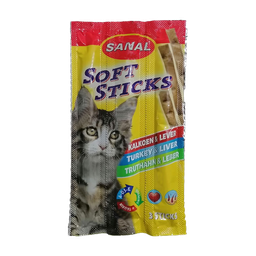 تشویقی مدادی گربه سانال با طعم بوقلمون و جگر مدل Sanal Soft Sticks Turkey & Liver بسته 3 عددی